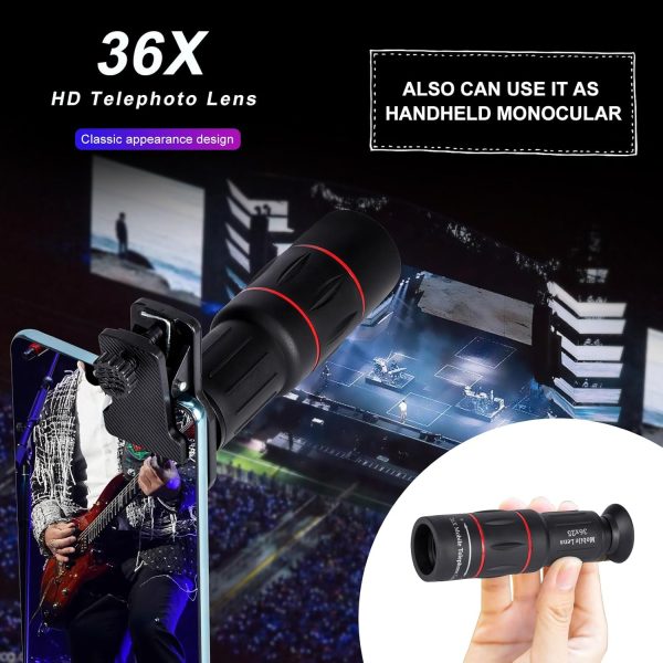 36X Long Focus Telephoto Phone Lens for iPhone and Android, Zoom Cellphone Camera Lens with Phone Clip for Picture Video Taking - Image 3