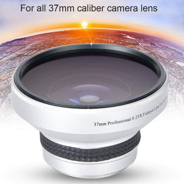 Fish Eye Lens Phone, 37mm 0.25X Super Fisheye Lens, Silver Strong Applicability Additional Lens for 37mm Caliber Camera Lenses - Image 4