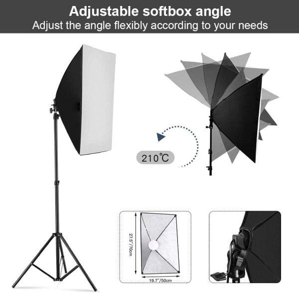 MOUNTDOG Softbox Lighting Kit, 2x19.7"x27.5" Photography Continuous Lighting System with 2pcs 85W 5700K E27 Socket LED Bulbs and Remote for Portrait Product Fashion Photography - Image 3