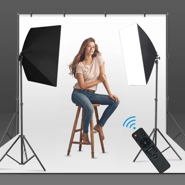 MOUNTDOG Softbox Lighting Kit, 2x19.7"x27.5" Photography Continuous Lighting System with 2pcs 85W 5700K E27 Socket LED Bulbs and Remote for Portrait Product Fashion Photography - Image 6